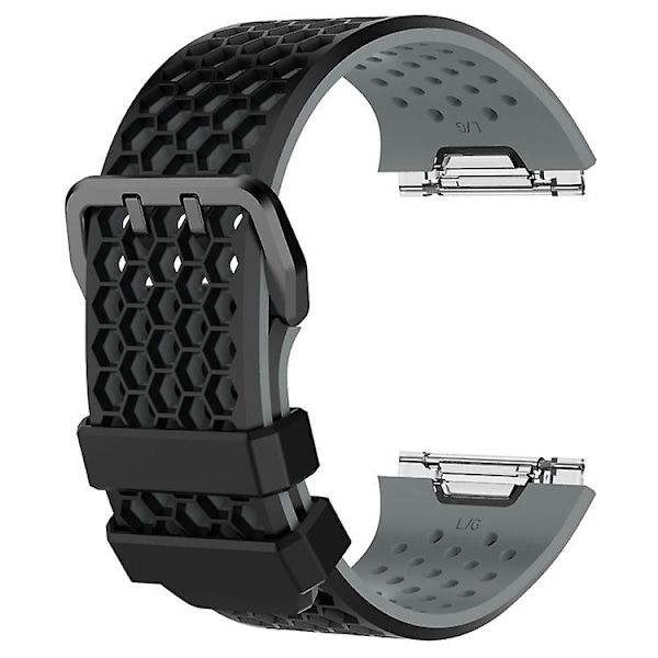 För Fitbit Ionic Two-tone Silicone Watch Band med spänne Black - Grey