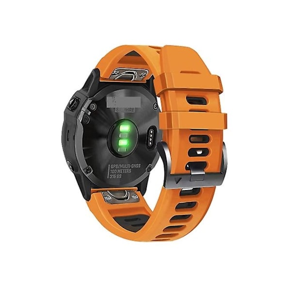 Hihna Garmin Fenix 6X26Mm Silikoni Urheilukellohihna Kaksiväri Oranssi-Musta