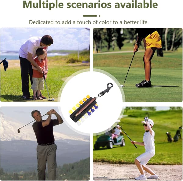 Golf Tee Holder Sæt med Tees, Markører, Divot Tool og Blyant