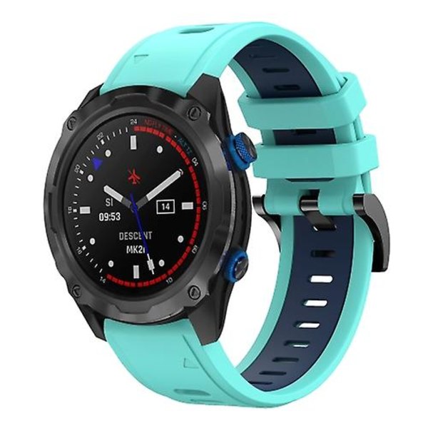 Til Garmin Descent Mk 2i 26mm Tofarvet Sports Silikone Urbånd Mint Green - Blue