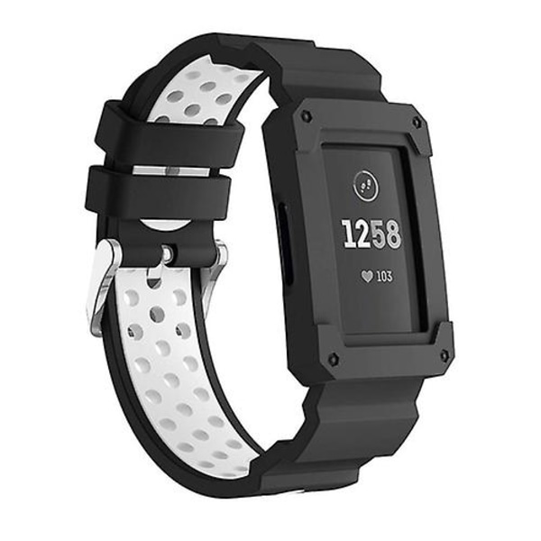 Til Fitbit Charge 3 alt-i-en silikone beskyttelseshylster erstatningsurrem White
