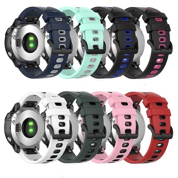 For Garmin Fenix ​​5 22 mm silikon sportsklokkerem i to farger Black-Pink