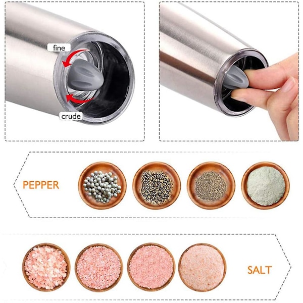 Elektrisk tyngdekraftspepperkvern - automatisk pepperkvern 2 pcs