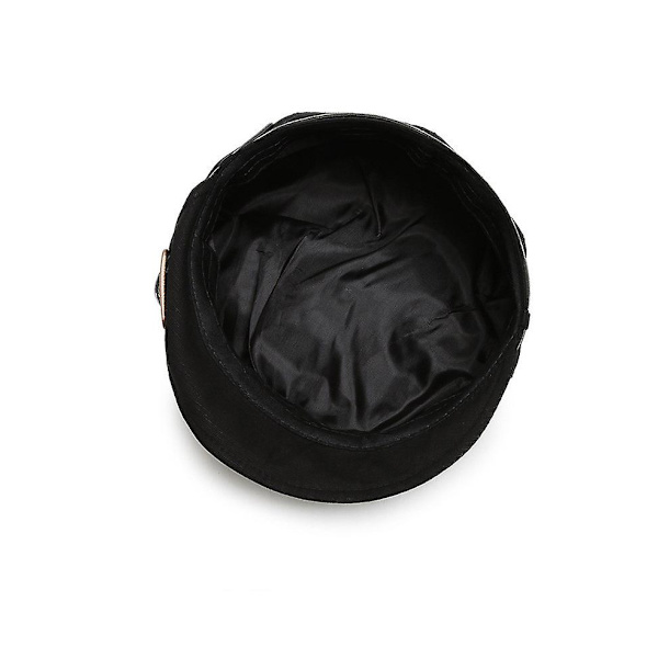 Retro-barettihatut naisille Vaakaraidat cap Korkealaatuinen barettivyö kahdeksankulmainen cap Khaki