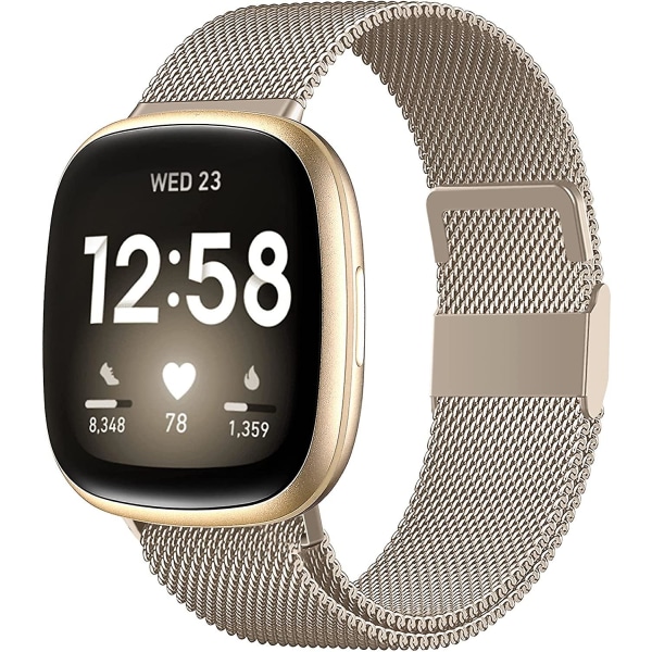 Magnetiske bånd som er kompatible med Fitbit Versa 3 og Sense Smartwatch - Multi Color Champagne Small