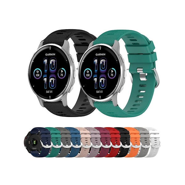 Rem til Garmin Venu 2 Plus 20Mm Sort Solid Farve Blød Silikone Urrem