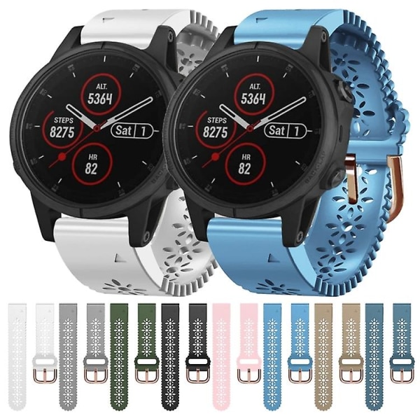 För Garmin Fenix ​​5s Plus 20mm Lady's Silicone Watch Band med spetsstans Grey