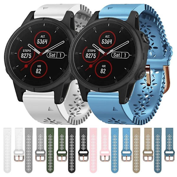 Til Garmin Fenix ​​5s Plus 20mm dame silikone urbånd med blonder White