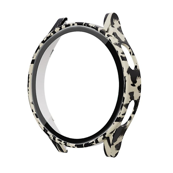 Glas+etui til Samsung Galaxy Watch 4 44mm 40mm Tilbehør Pc All-around Anti-fall Bumper Cover+skærmbeskytter Galaxy Watch4 Yellow leopard Galaxy watch 4 40mm