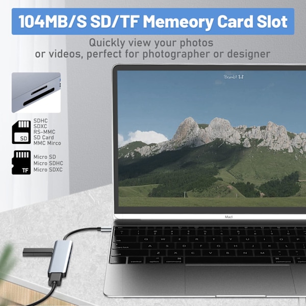 USB C Hub Multiport 6 i 1 USB C-adapter