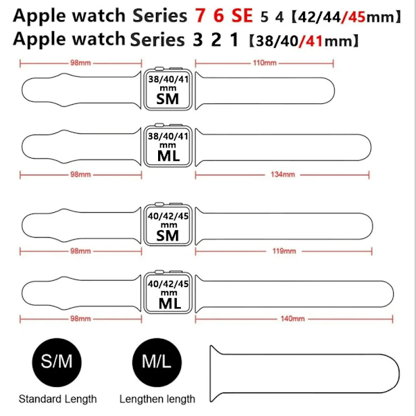 6 kappaleen silikonirannekkeet Apple Watch -rannekkeille 40mm 38mm 44mm 42mm 41mm 45mm naisille ja miehille, pehmeät silikonista valmistetut vedenpitävät urheilurannekkeet