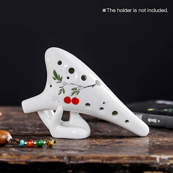 12 hull Rundt hode Keramisk Ocarina Alto C Håndmalt musikkinstrument med snormusikkpartitur Beskyttelsesveske for musikkelsker og -lærer Red Fruit
