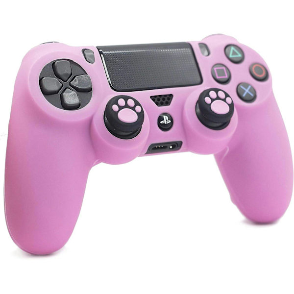 PS4-kontrollskena, halkfri greppsilikonöverdragsskyddsfodral kompatibelt med PS4 Slim/PS4 Pro trådlös/trådbunden spelkontroll med 2 kattassar