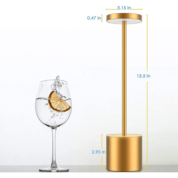 Trådløs Bordlampe, Led Metal Usb Genopladelig 6000 mah 2-niveauer Lysstyrke Natlys Skrivebordslampe Læselampe Til Restaurant/soveværelse/sovesal (guld) Gold