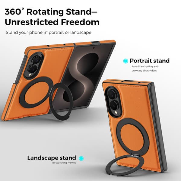 Magnetisk deksel til Samsung Galaxy Z Fold8, PU-skinn med stativ Grey