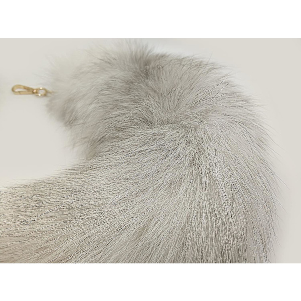 Fox Tail Riipus Valkoinen turkis Tail Avaimenperä Suuri avainrengas Laukku Tarvikkeet Riipus auton avaimenperät Pehmeä pörröinen sisustus Noin. 40 cm