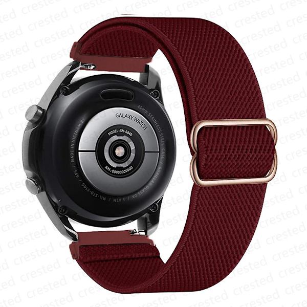20 mm 22 mm bånd til Samsung Galaxy Watch 4/classic/3/5/pro/active 2 Gear S3 Elastic Nylon Loop Huawei Watch Gt 2 2e 3 Pro Strap wine 22mm