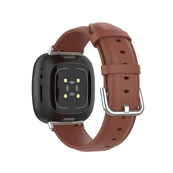 Til Fitbit Versa 4 / Sense 2 ægte læderurrem Brown