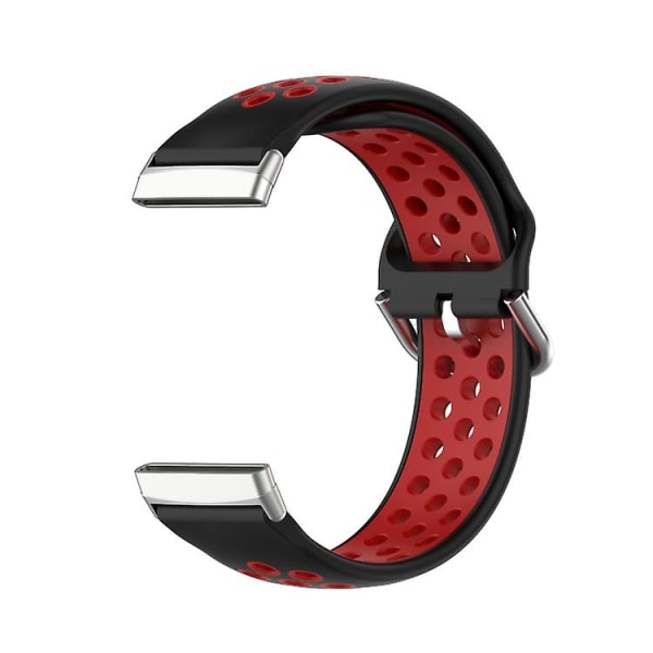 Til Fitbit Versa 4 tofarvet perforeret åndbart silikone urbånd Black-Red