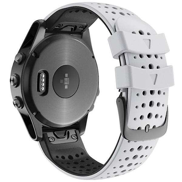 For Garmin Fenix ​​7 Tofarget silikon med runde hull med hurtigutløserklokke White Black