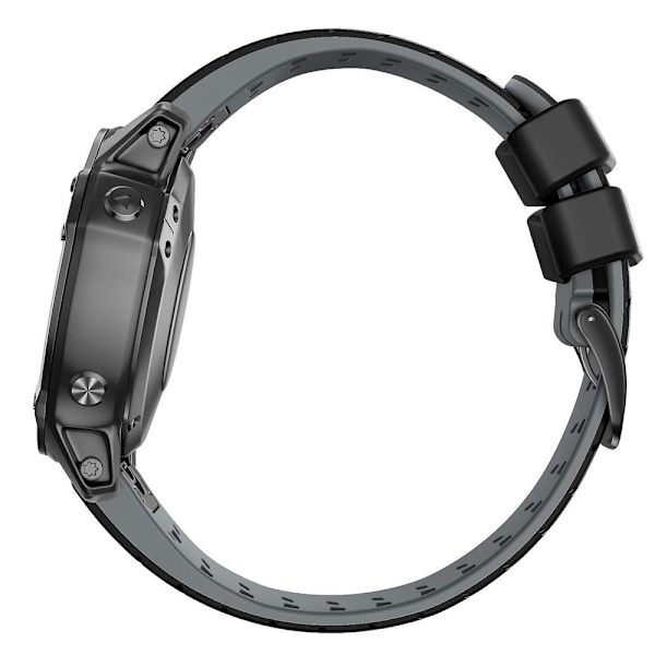 22mm silikoniranneke Garmin Fenix 7 -kellolle Black Grey