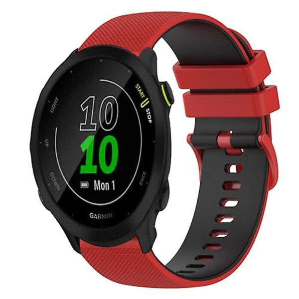 Garmin Forerunner 55 20 mm ruudullinen kaksivärinen silikonikellon watch Red-Black