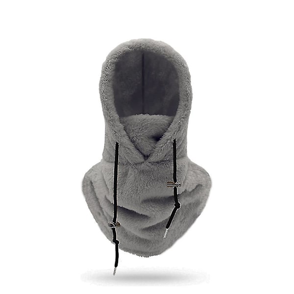 Sherpa Hood Ski Mask Vinter Balaclava Kaldt vær Vindtett Justerbar Varm hette deksel Lue Cap Skjerf Grey