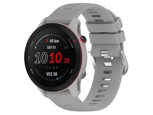 Rem för Garmin Forerunner255 22Mm Korsstruktur Silikon Armbandsur Rem Ljusgrå