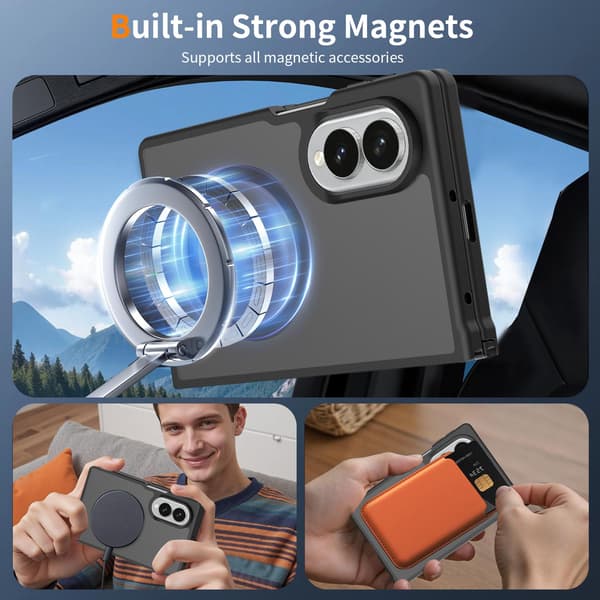Magnetisk deksel til Samsung Galaxy Z Fold8, matt, fallsikkert beskyttelsesdeksel Grey
