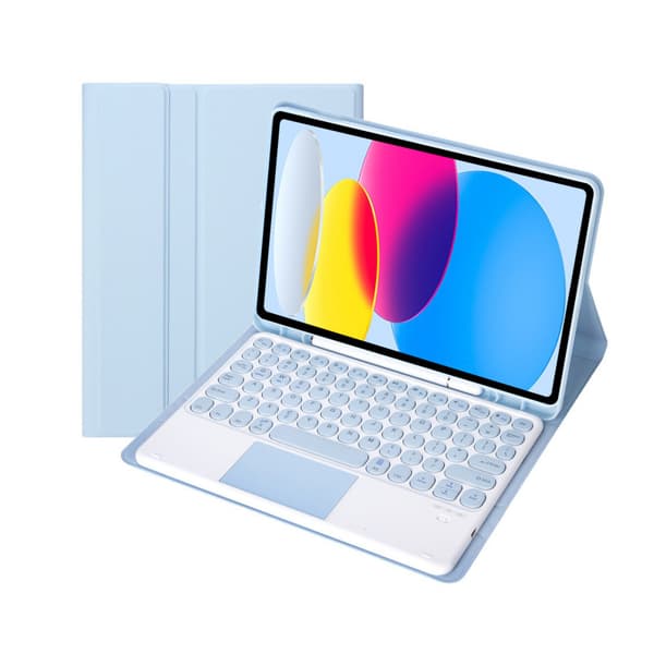 Touch Keyboard etui til Samsung Galaxy Tab S9 11 tommer, Runde tastehætter, blå