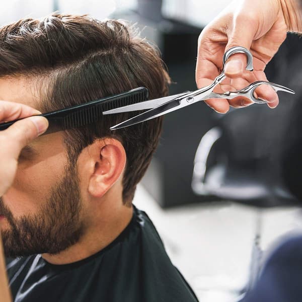Hårklippesaks 7-dele, Professionel Salon Rustfrit Stål Saks Med opbevaringsboks, sølv