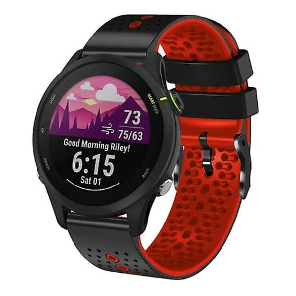 Garmin Forerunner255 22 mm:n rei'itetty kaksivärinen watch Black-Red