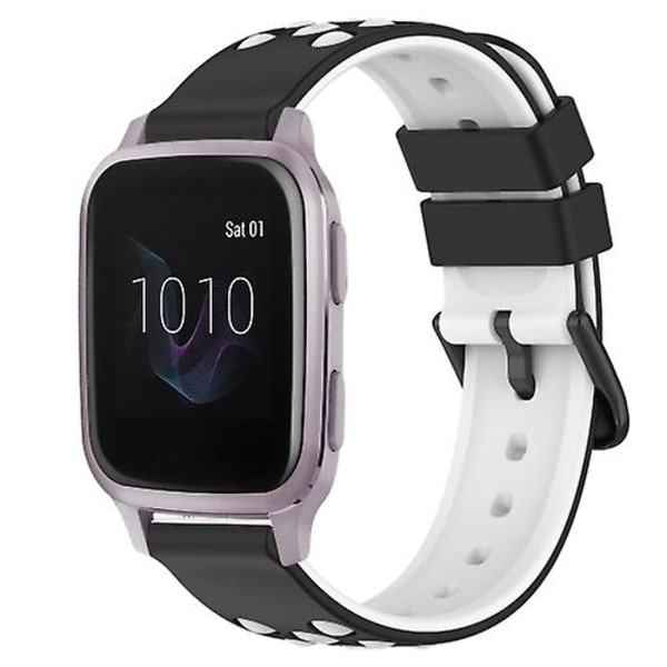 Til Garmin Venu Sq 20 mm tofarvet porøst silikone urbånd Black-White