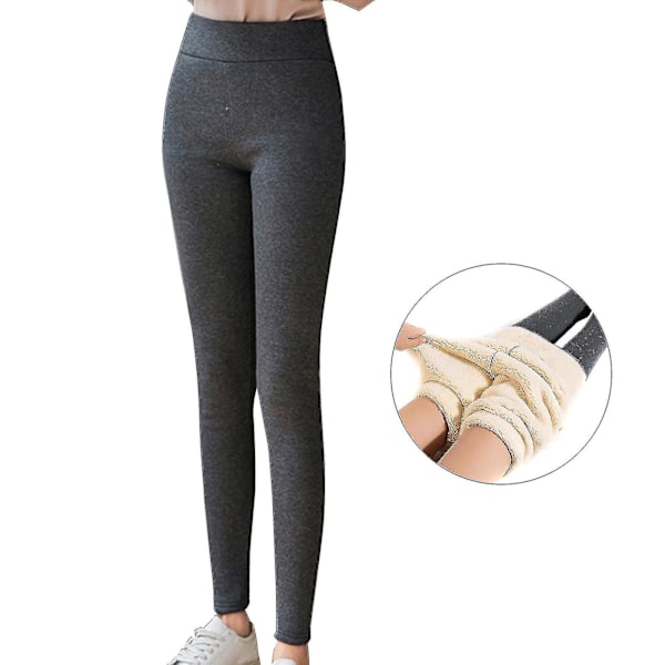 Dam fleecefodrade leggings för vinter - Tjocka strumpbyxor Termiska byxor Termiska leggings Lager Bottenunderkläder Varma Gray 3XL