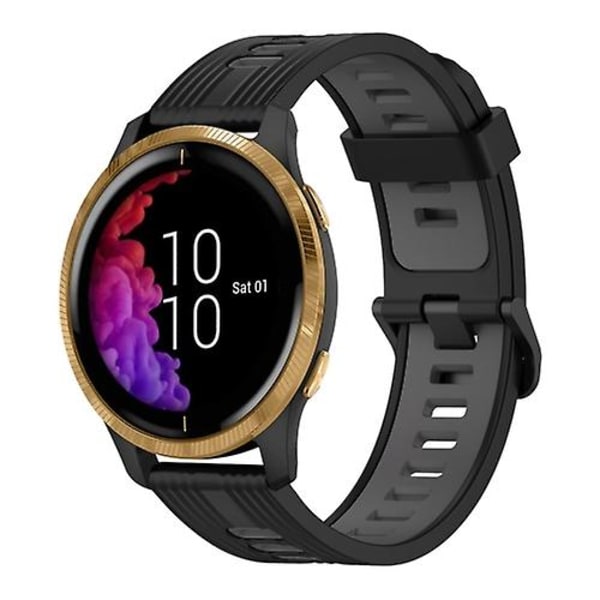 Til Garmin Venu 20 mm lodret mønster tofarvet silikoneurrem Black-Grey