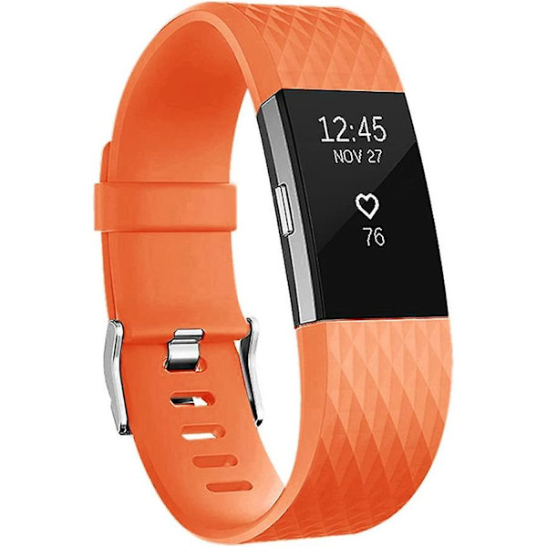 Udskiftningsbånd, der er kompatible med Fitbit Charge 2, Classic & Special Edition justerbare sportsarmbånd orange Small
