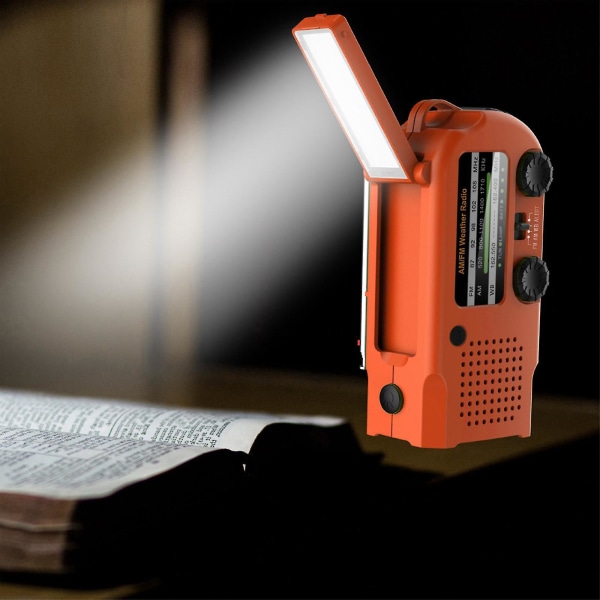 Nødhåndsveiv radio med LED-lommelykt for nødstilfelle, Am/fm Noaa bærbar værradio med 5000 mah Power Bank Telefonlader, Solenergi Fo