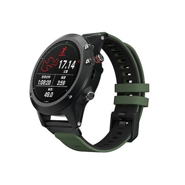 Til Garmin Fenix ​​6 tofarvet silikone urrem Army Green Black