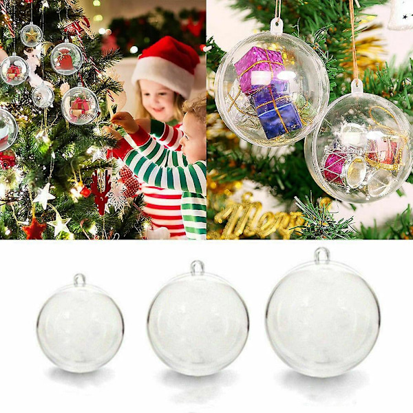 15 st genomskinliga julgranskulor, tomma, fyllbara, julklappsask 30pcs-open balls