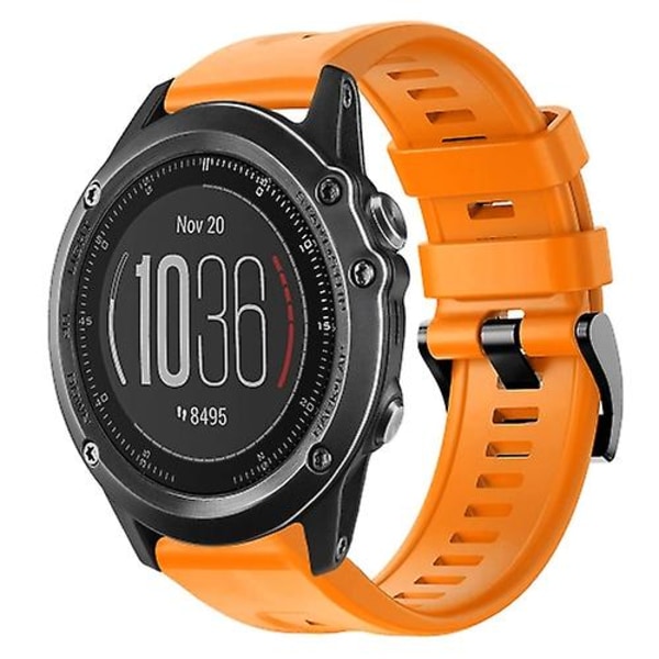 Til Garmin Fenix ​​3 metalspænde ensfarvet silikoneurrem Orange