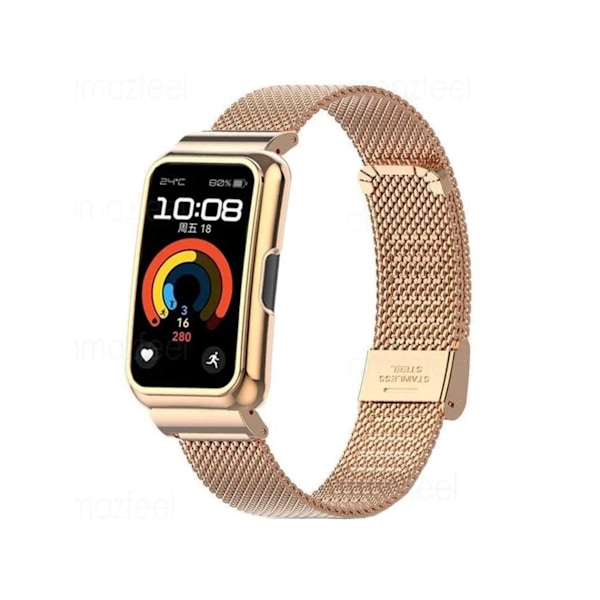 Pack 360 Flexibel Stålnätsarmbandsskydd för Huawei Strap 9 Roséguld