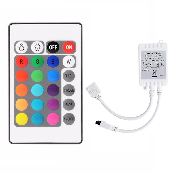 24 knappers fjernbetjening + dc12v LED-controller RGB-kontrolboks Ir lysstrimmel-controller til 5050 2835