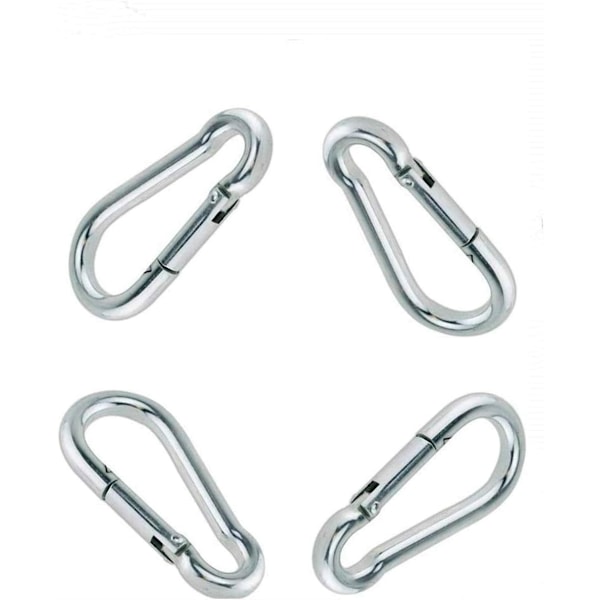 Fjäderlåsande krokar - 4-pack Karabiner Galvaniserade Stålklipp