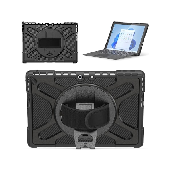 Robust deksel med stativ for Microsoft Surface Pro 6 Svart