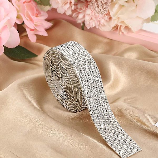 Självhäftande Rhinestone Strips Diamond Bling Crystal Ribbon, silver