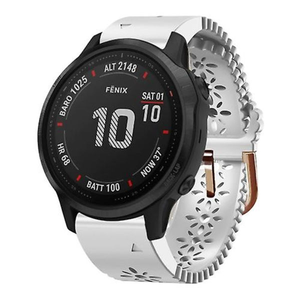 Til Garmin Fenix ​​6s Pro 20mm Lady's Silikone Urbånd med Lace Punch White