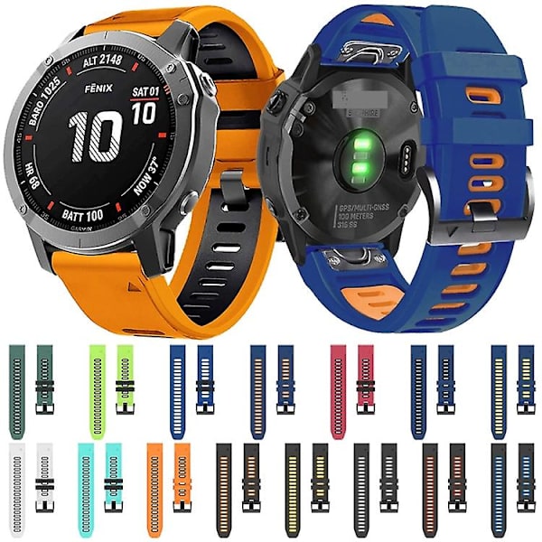 Til Garmin Tactix 7 26mm Silikone Sports 2-farvet urbånd White-Black