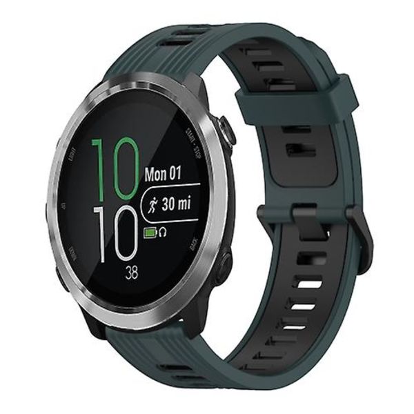 Til Garmin Forerunner 645 20 mm lodret mønster tofarvet silikone urbånd Olive Green - Black