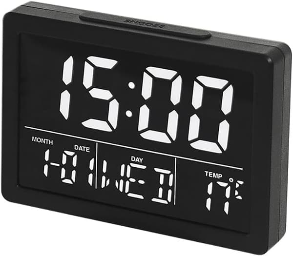 Väckarklocka 5.3\" LCD-skärm Tid Datum Vecka Temperaturvisning