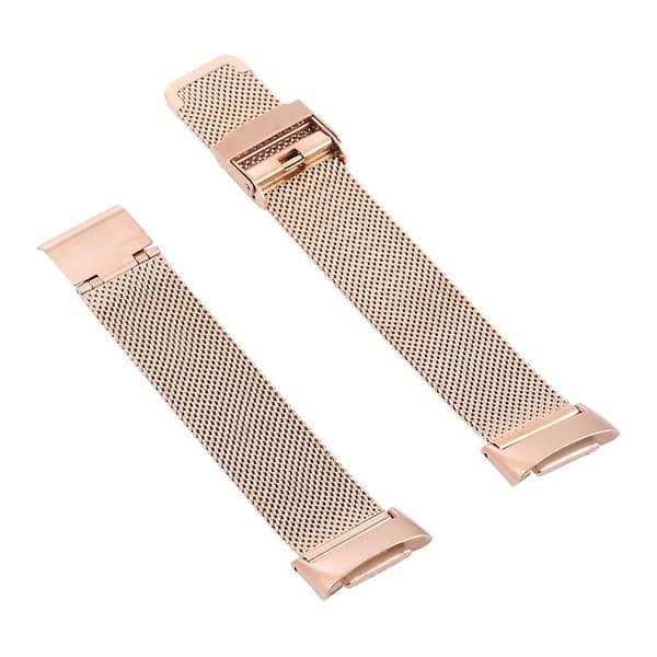 Til Fitbit Charge 5 Milan Stål Dobbelt Spænder Rem Urrem TNB Rose Gold